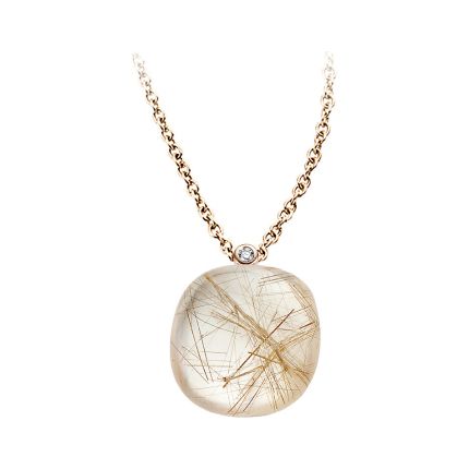 20H51RRUTMPBI/45 |BIGLI Mini Sweety Rose Gold Rutilated Quartz Pendant