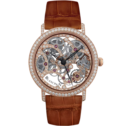 6633-2900-55B | Blancpain Villeret Squelette 8 Jours Diamonds Manual 38 mm watch. Buy Online