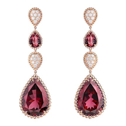 JCO01312 | Boucheron Serpent Boheme Pink Gold Diamond Garnet Earrings