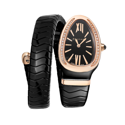 102532 | BVLGARI Serpenti Spiga Ceramic & Pink Gold Quartz 35 mm watch | Buy Online