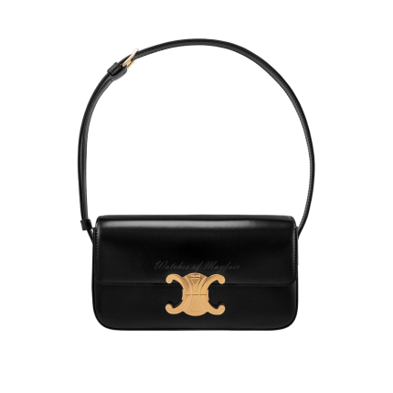 194143BF4.38NO | Celine Claude Shiny Black Calfskin Leather Shoulder Bag. Buy Online