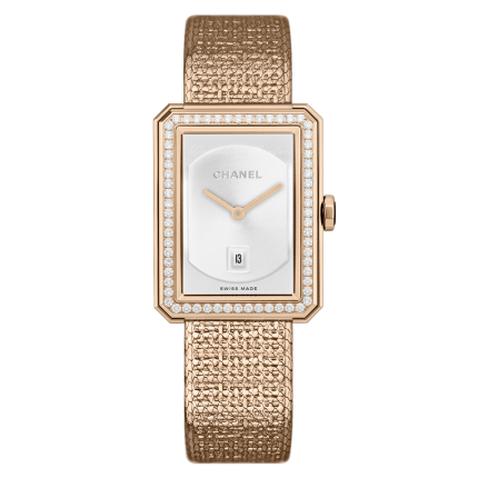 H5315 | Chanel Boy-Friend Tweed Medium Beige Gold Diamonds watch. Buy Online