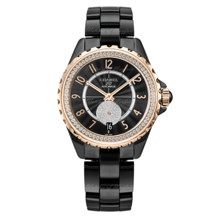 H3842 | Chanel J12-365 Black Сeramic Beige Gold Diamonds 36.5mm watch | Buy Online