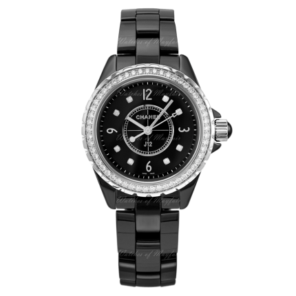 H3108 | Chanel J12 Black Ceramic Diamond bezel 33mm watch. Buy Online