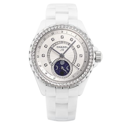 H3405 | Chanel J12 Moon Phase White Ceramic Diamonds 38mm watch. Buy Online