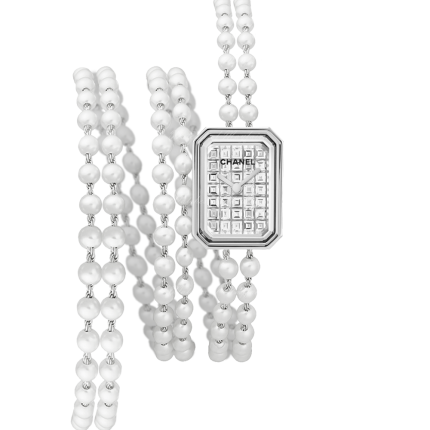 H2032 | Chanel Premiere Mini Baguette Diamonds Dial Pearl Bracelet watch. Buy Online