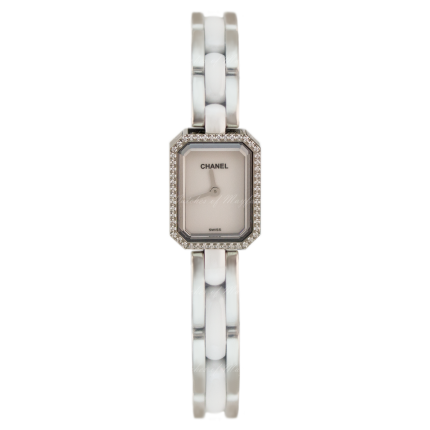 H2132 | Chanel Premiere Mini White Ceramic Diamonds 19.7 x 15.2 mm watch. Buy Online