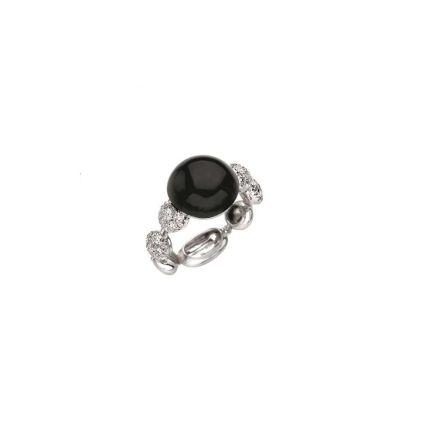 C.27321 | Chantecler Bon Bon White Gold Diamond Ring Onyx Size 52
