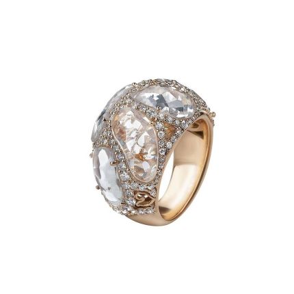 C.33599 | Chantecler Enchante Pink Gold Diamond Sapphire Ring Size 53
