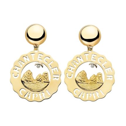 C.23202 | Chantecler Logo Yellow Gold Diamond Earrings | Buy Now
