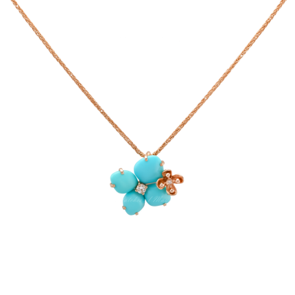 083146 |Buy Chaumet Hortensia Eden Pink Gold Turquoise Diamond Pendant