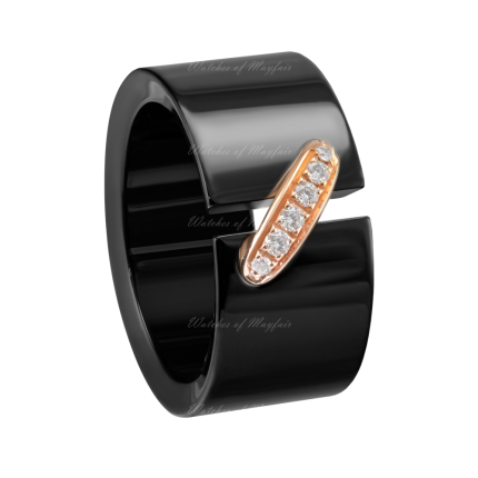 082633 | Chaumet Liens Black Ceramic Diamond Ring Size 52