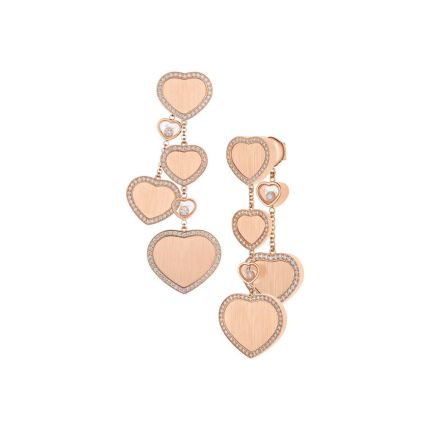 83A707-5929|Chopard Golden Hearts James Bond 007 Limited Pave Earrings