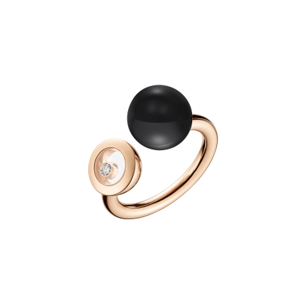 82A619-5210 |Chopard Happy Diamonds Planet Rose Gold Onyx Diamond Ring