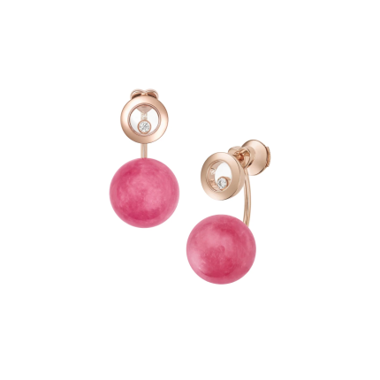 83A619-5701|Chopard Happy Diamonds Planet Rose Gold Rhodochrosite Earrings