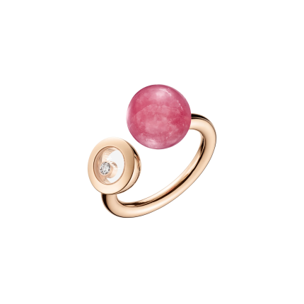 82A619-5710|Chopard Happy Diamonds Planet Rose Gold Rhodochrosite Ring