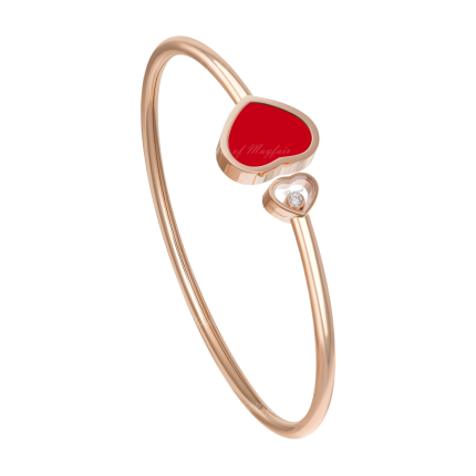 857482-5704 | Chopard Happy Hearts Rose Gold Red Stone Bangle Size L