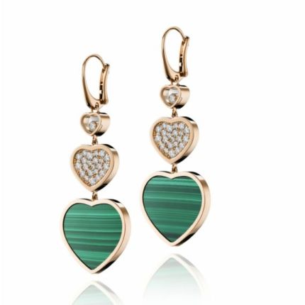 837482-5114| Buy Chopard Happy Hearts Rose Gold Malachite Earrings