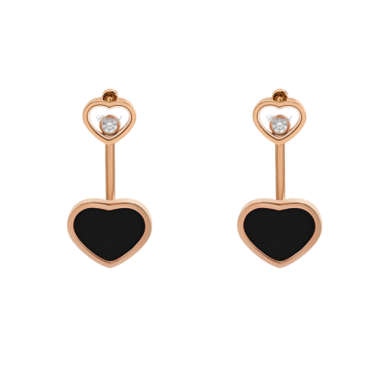 83A082-5201 | Buy Chopard Happy Hearts Rose Gold Onyx Diamond Earrings