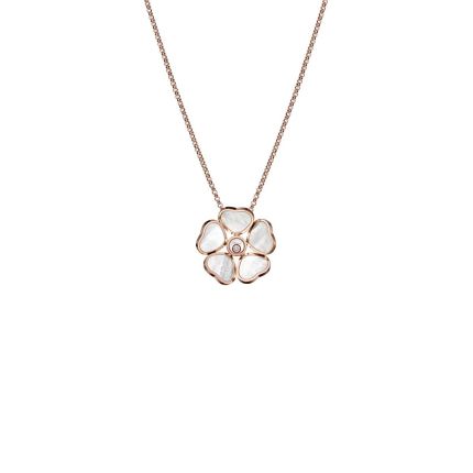 79A085-5301 Chopard Happy Hearts Flowers Rose Gold Pearl Diamond Pendant