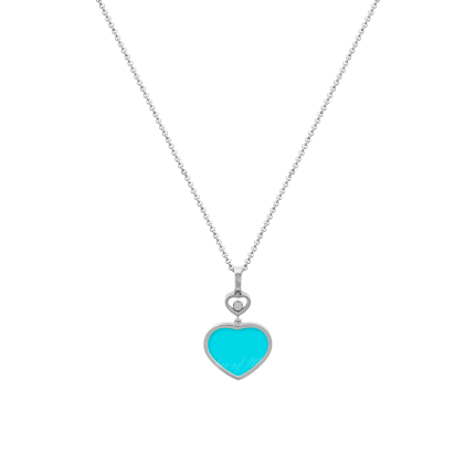 797482-1401 |Chopard Happy Hearts White Gold Turquoise Diamond Pendant