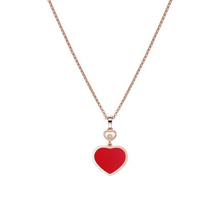 797482-5820 | Chopard Happy Hearts Rose Gold Carnelian Diamond Pendant