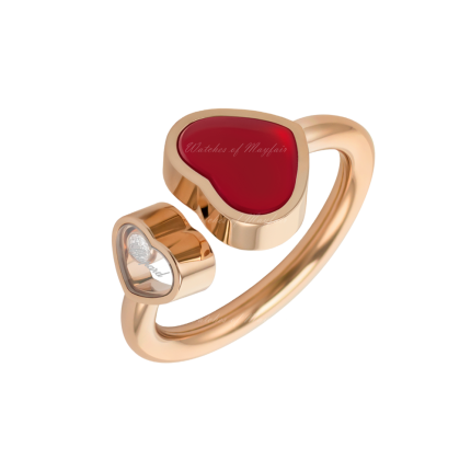 829482-5832 | Buy Online Chopard Happy Hearts Rose Gold Carnelian Diamond Ring 