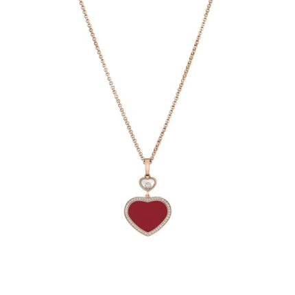 79A074-5801 | Chopard Happy Hearts Rose Gold Diamond Red Stone Pendant