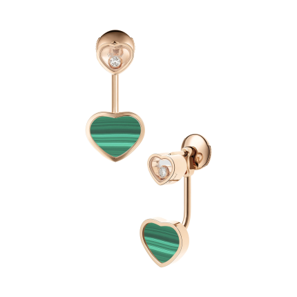 83A082-5102 |Chopard Happy Hearts Rose Gold Malachite Diamond Earrings