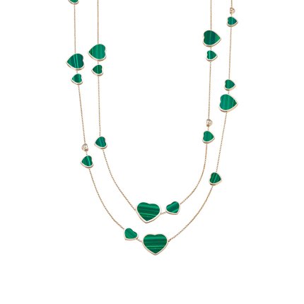 817482-5103 |Chopard Happy Hearts Rose Gold Malachite Diamond Necklace