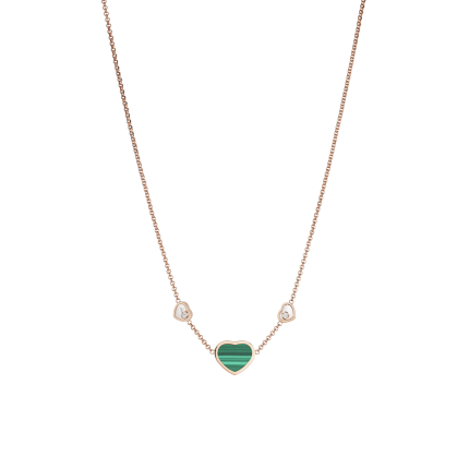 81A082-5102 |Chopard Happy Hearts Rose Gold Malachite Diamond Necklace