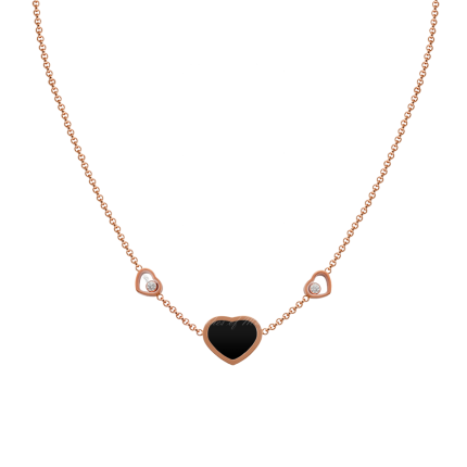 81A082-5201 | Buy Chopard Happy Hearts Rose Gold Onyx Diamond Pendant 