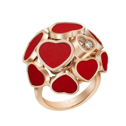 827482-5809 |Buy Chopard Happy Hearts Rose Gold Red Stone Ring Size 52