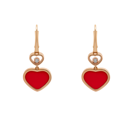 837482-5810 | Buy Chopard Happy Hearts Rose Gold Red Stone Earrings