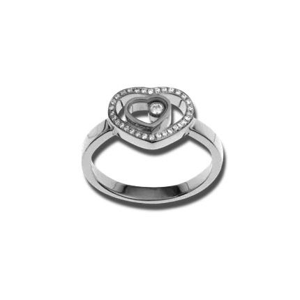 827691-1018 |Chopard Happy Hearts White Gold Diamond Pave Ring Size 52