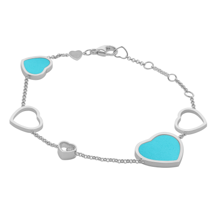 857482-1041|Chopard Happy Hearts White Gold Turquoise Diamond Bracelet