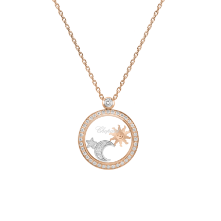 799434-5401|Chopard Happy Sun, Moon, and Stars Rose Gold Pave Pendant 