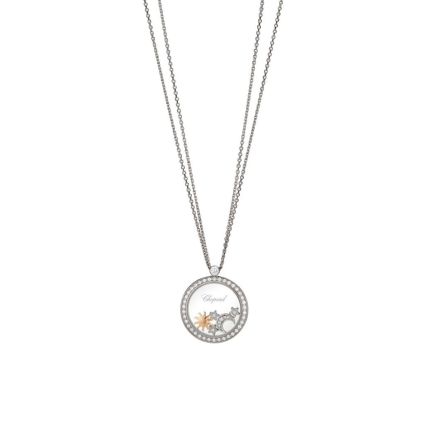 799450-1401|Chopard Happy Sun, Moon, and Stars White Gold Pave Pendant 