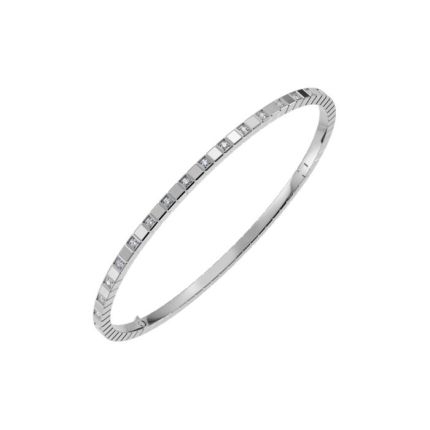 857702-1009 | Chopard Ice Cube Pure White Gold Half-Set Diamond Bangle