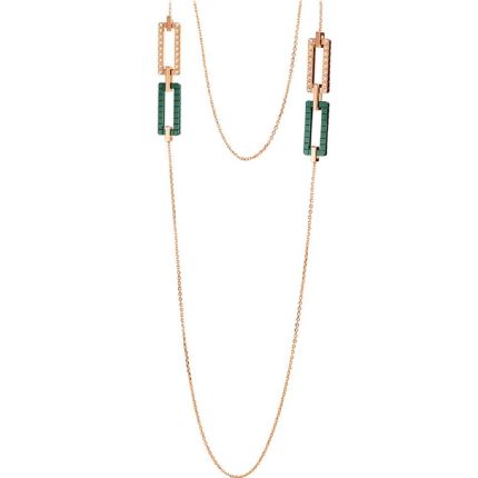 819895-9008 | Chopard Ice Cube Rose Gold Green Ceramic Diamond Pendant