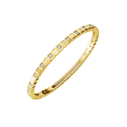 858350-0005 | Chopard Ice Cube Yellow Gold Half-Paved Diamond Bracelet Size M