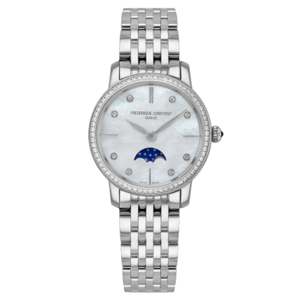 FC-206MPWD1SD6B | Frederique Constant Slimline Moonphase Diamond Steel 30 mm watch. Buy Online
