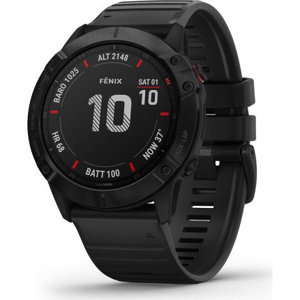 010-02157-01 | Garmin Fenix 6X Black with Black Band 51mm watch. Buy Online