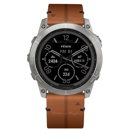 010-02540-31 | Garmin Fenix 7 Sapphire Solar Titanium With Chestnut Leather Band 47 mm watch | Buy Now