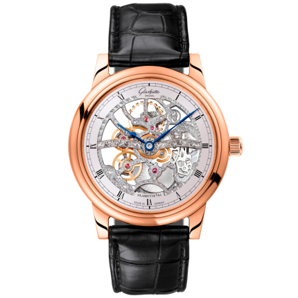 1-49-18-01-05-30 | Glashutte Original Senator Manual Winding Skeletonized Edition Red Gold watch. Buy Online