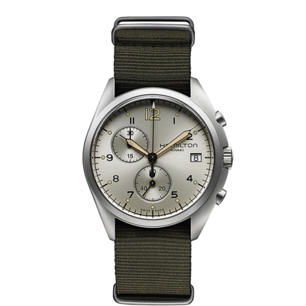 H76552955 | Hamilton Khaki aviation Pioneer Chrono Quartz 41mm watch. Buy Online