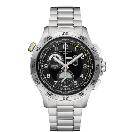 H76714135 | Hamilton Khaki Aviation Worldtimer Chrono Quartz 45mm watch. Buy Online