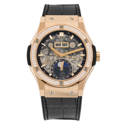 547.OX.0180.LR.1104 | Hublot Classic Fusion Moonphase King Gold Diamonds watch. Buy Online