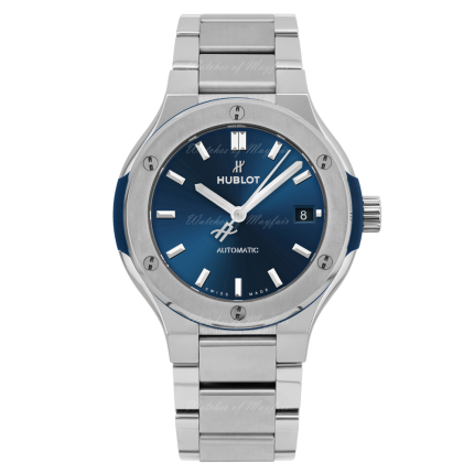 568.NX.7170.NX | Hublot Classic Fusion Titanium Blue Bracelet 38 mm watch. Buy Online