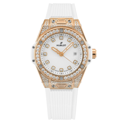 485.OE.2210.RW.1604 | Hublot Big Bang One Click King Gold White Pave 33 mm watch. Buy Online